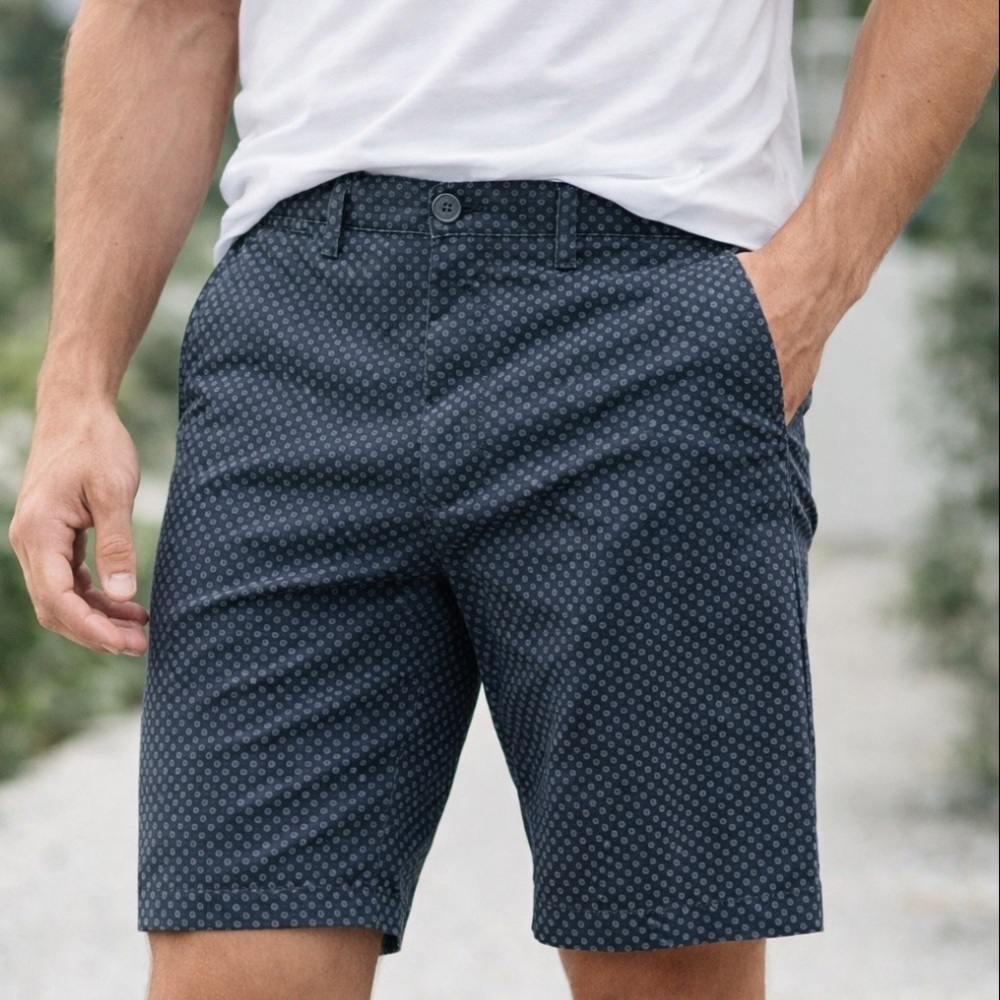 Banana Republic‎ Navy Aiden Flat Front Cotton Chino Mens Shorts Size 29
